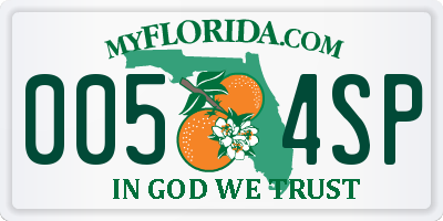 FL license plate 0054SP