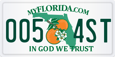 FL license plate 0054ST