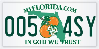 FL license plate 0054SY