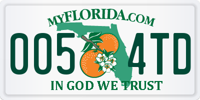 FL license plate 0054TD