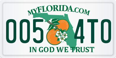 FL license plate 0054TO