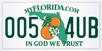 FL license plate 0054UB