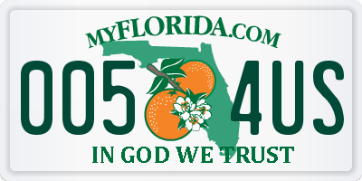 FL license plate 0054US
