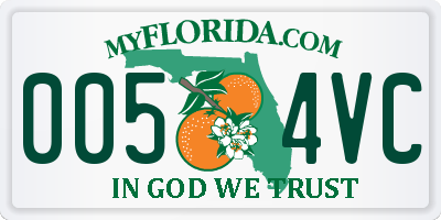 FL license plate 0054VC