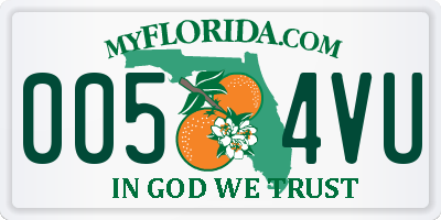 FL license plate 0054VU