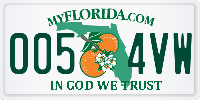 FL license plate 0054VW