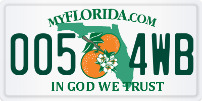 FL license plate 0054WB