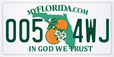 FL license plate 0054WJ