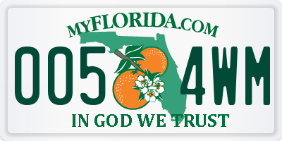 FL license plate 0054WM