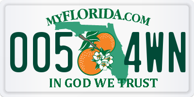 FL license plate 0054WN