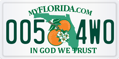 FL license plate 0054WO