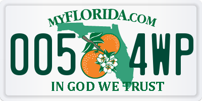 FL license plate 0054WP