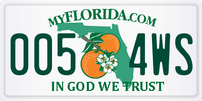 FL license plate 0054WS