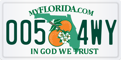 FL license plate 0054WY