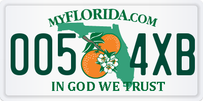 FL license plate 0054XB