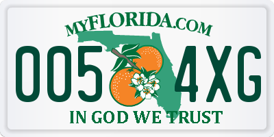 FL license plate 0054XG