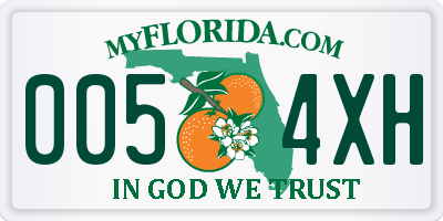 FL license plate 0054XH