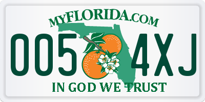 FL license plate 0054XJ