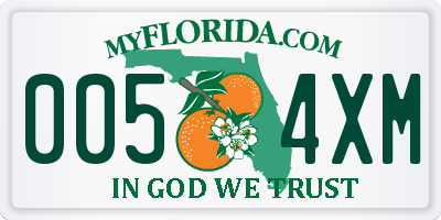 FL license plate 0054XM