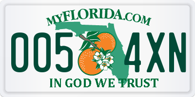 FL license plate 0054XN
