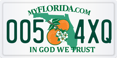 FL license plate 0054XQ