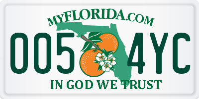 FL license plate 0054YC