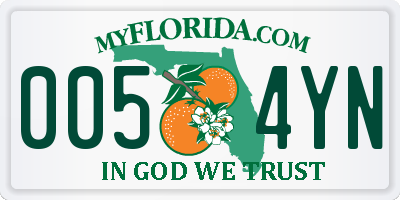 FL license plate 0054YN