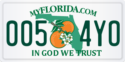 FL license plate 0054YO