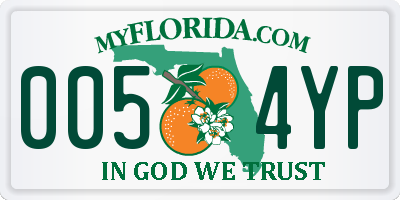 FL license plate 0054YP