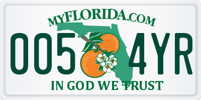 FL license plate 0054YR
