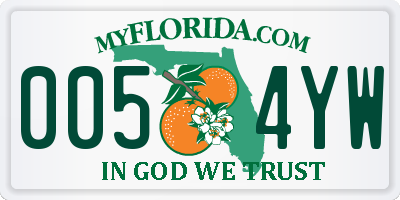 FL license plate 0054YW