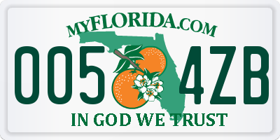FL license plate 0054ZB