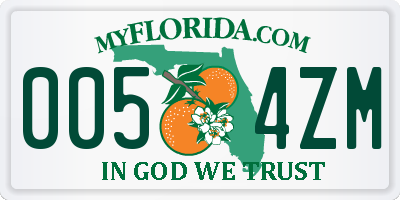 FL license plate 0054ZM