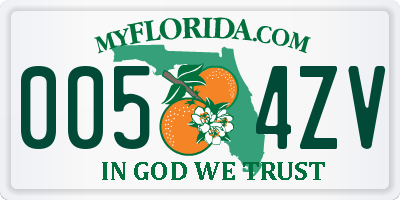 FL license plate 0054ZV