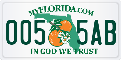 FL license plate 0055AB