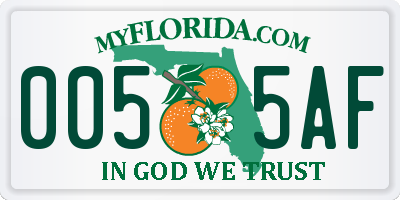 FL license plate 0055AF