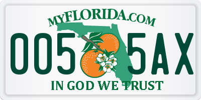 FL license plate 0055AX