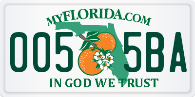 FL license plate 0055BA