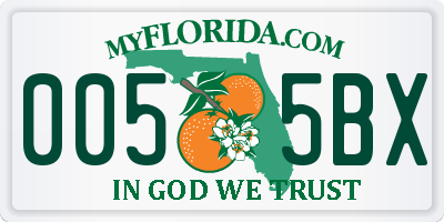 FL license plate 0055BX