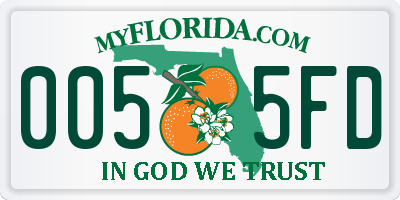 FL license plate 0055FD