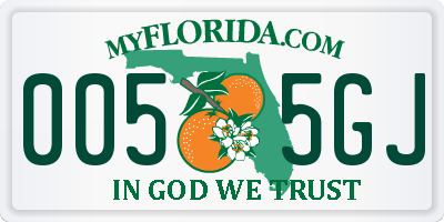 FL license plate 0055GJ