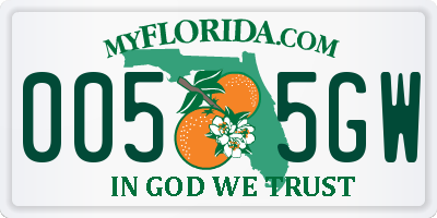FL license plate 0055GW