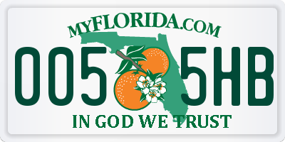 FL license plate 0055HB