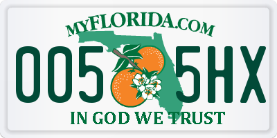 FL license plate 0055HX