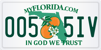 FL license plate 0055IV