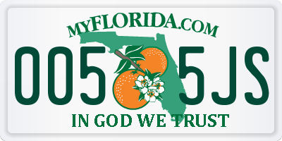 FL license plate 0055JS