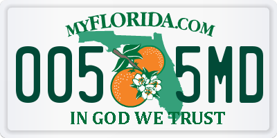 FL license plate 0055MD
