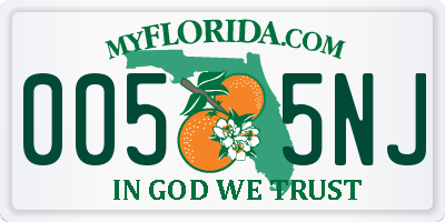 FL license plate 0055NJ