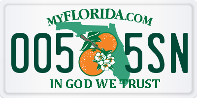 FL license plate 0055SN