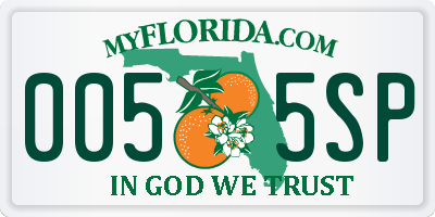 FL license plate 0055SP